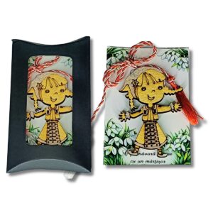 Mărțișor decorativ din lemn – ''Tarancuta vesela'' - auriu