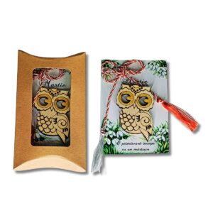 Martisor decorativ din lemn – natur ”Bufnita Norocoasa”